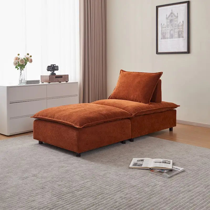 Fauteuil d'appoint sans accoudoirs, canapé simple avec ottoman - Design compact, siège peu encombrant pour salon, chambre à coucher