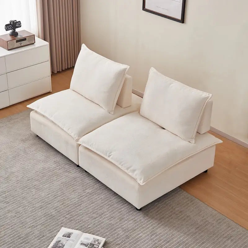 Fauteuil d'appoint sans accoudoirs, canapé simple avec ottoman - Design compact, siège peu encombrant pour salon, chambre à coucher