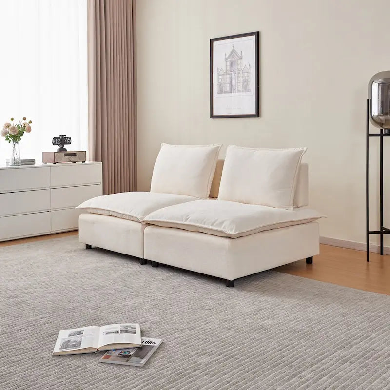 Fauteuil d'appoint sans accoudoirs, canapé simple avec ottoman - Design compact, siège peu encombrant pour salon, chambre à coucher