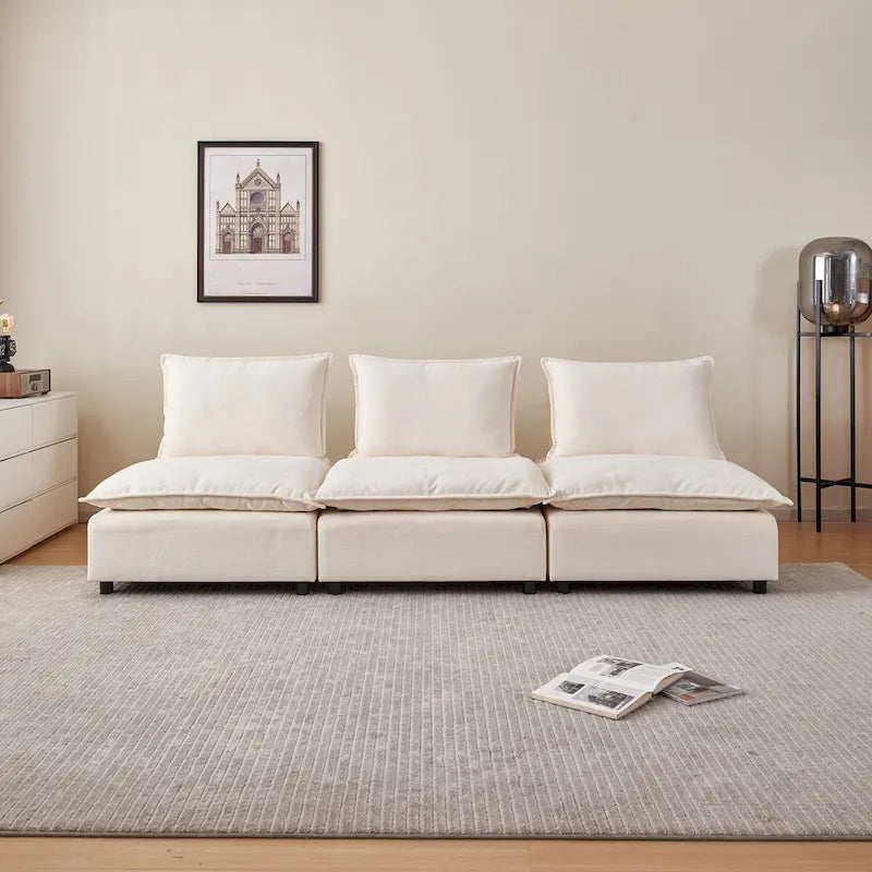 Fauteuil d'appoint sans accoudoirs, canapé simple avec ottoman - Design compact, siège peu encombrant pour salon, chambre à coucher