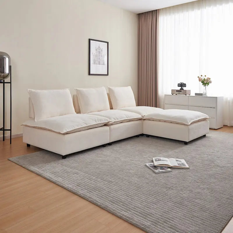 Fauteuil d'appoint sans accoudoirs, canapé simple avec ottoman - Design compact, siège peu encombrant pour salon, chambre à coucher
