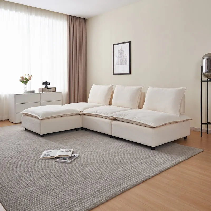 Fauteuil d'appoint sans accoudoirs, canapé simple avec ottoman - Design compact, siège peu encombrant pour salon, chambre à coucher