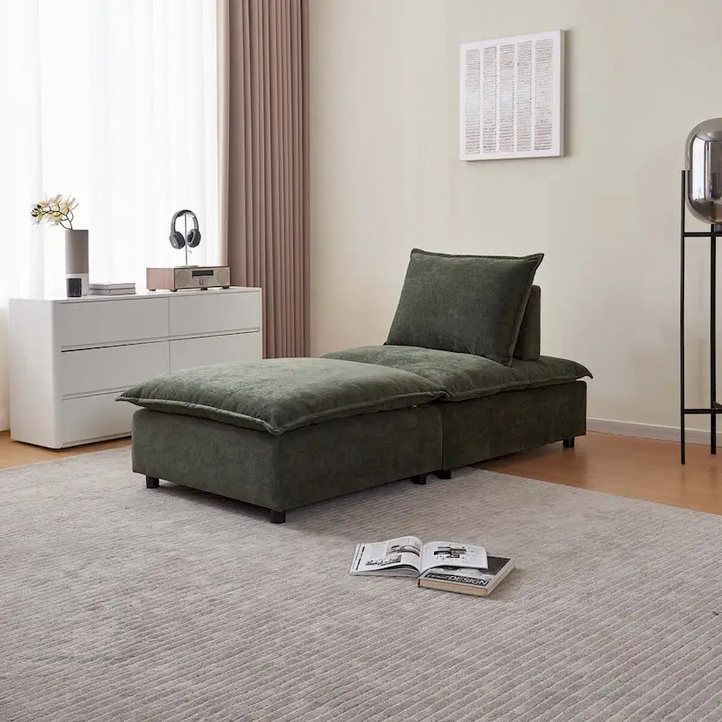 Fauteuil d'appoint sans accoudoirs, canapé simple avec ottoman - Design compact, siège peu encombrant pour salon, chambre à coucher