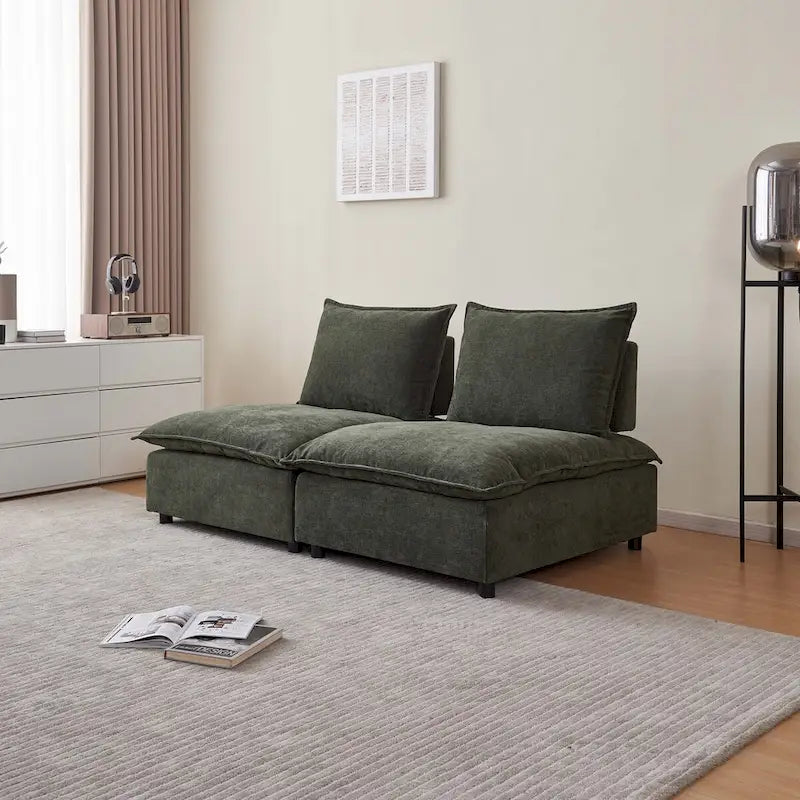 Fauteuil d'appoint sans accoudoirs, canapé simple avec ottoman - Design compact, siège peu encombrant pour salon, chambre à coucher