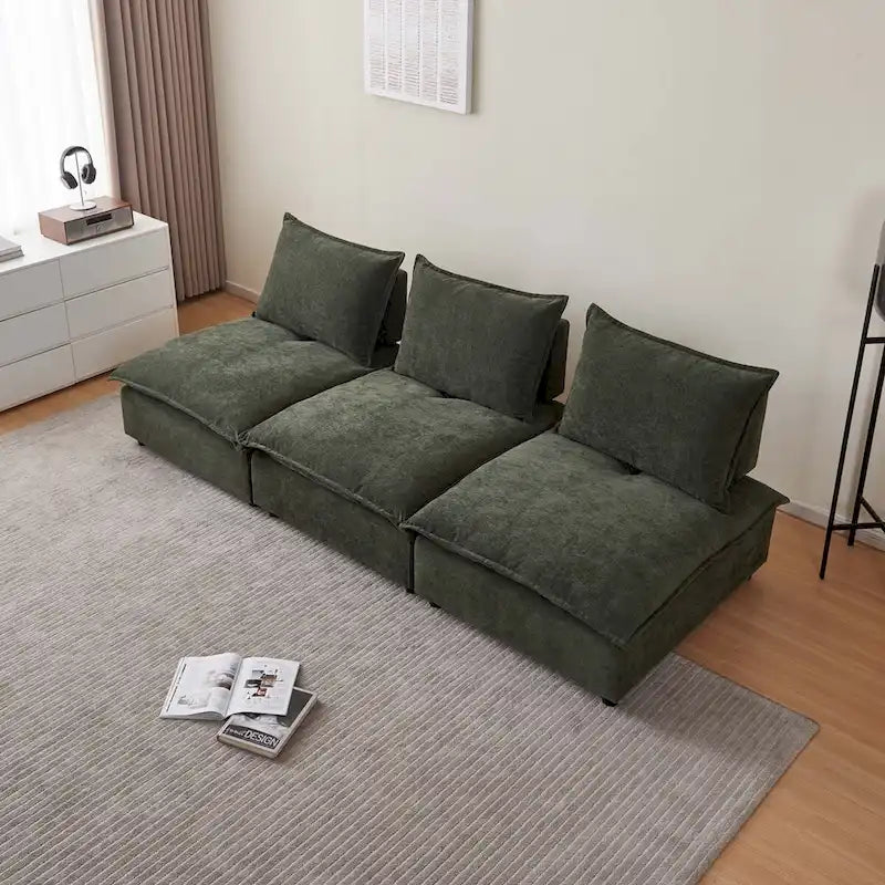 Fauteuil d'appoint sans accoudoirs, canapé simple avec ottoman - Design compact, siège peu encombrant pour salon, chambre à coucher