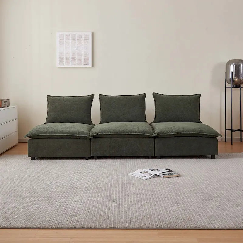 Fauteuil d'appoint sans accoudoirs, canapé simple avec ottoman - Design compact, siège peu encombrant pour salon, chambre à coucher