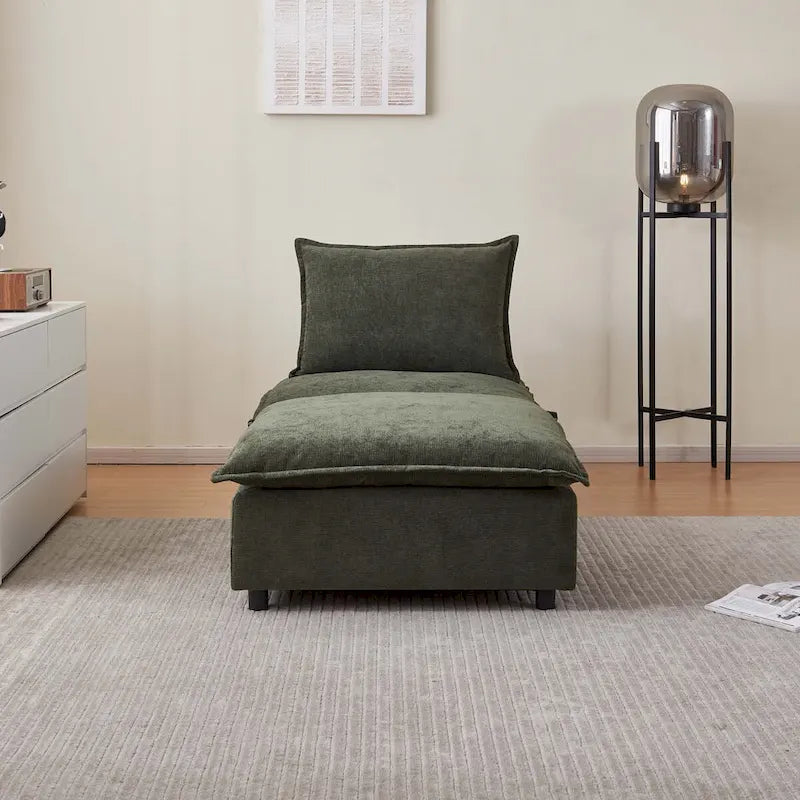 Fauteuil d'appoint sans accoudoirs, canapé simple avec ottoman - Design compact, siège peu encombrant pour salon, chambre à coucher