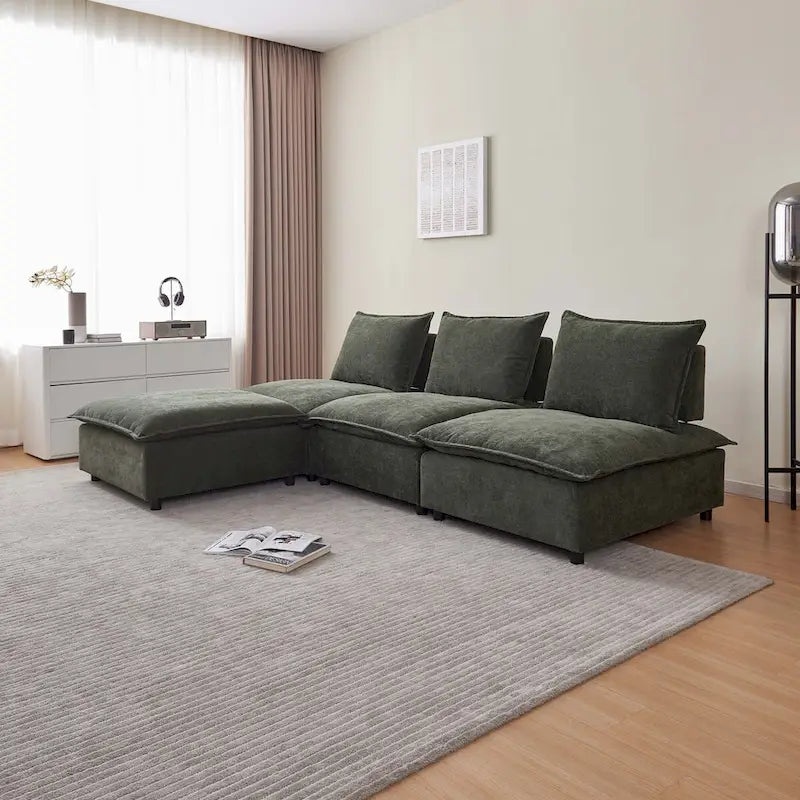 Fauteuil d'appoint sans accoudoirs, canapé simple avec ottoman - Design compact, siège peu encombrant pour salon, chambre à coucher