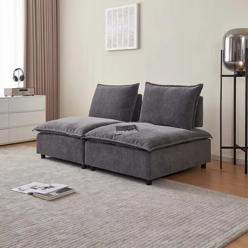 Fauteuil d'appoint sans accoudoirs, canapé simple avec ottoman - Design compact, siège peu encombrant pour salon, chambre à coucher
