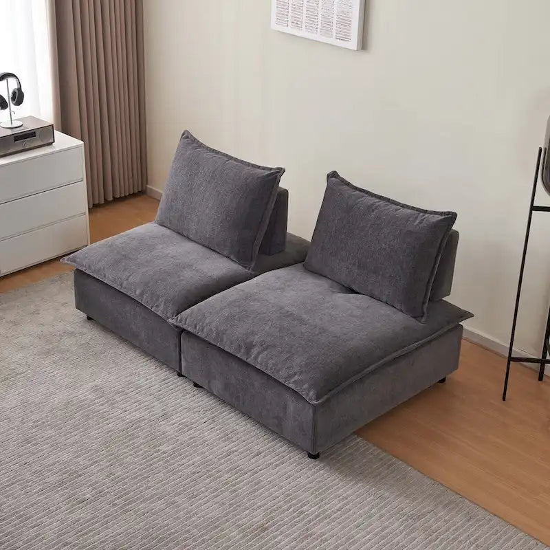 Fauteuil d'appoint sans accoudoirs, canapé simple avec ottoman - Design compact, siège peu encombrant pour salon, chambre à coucher