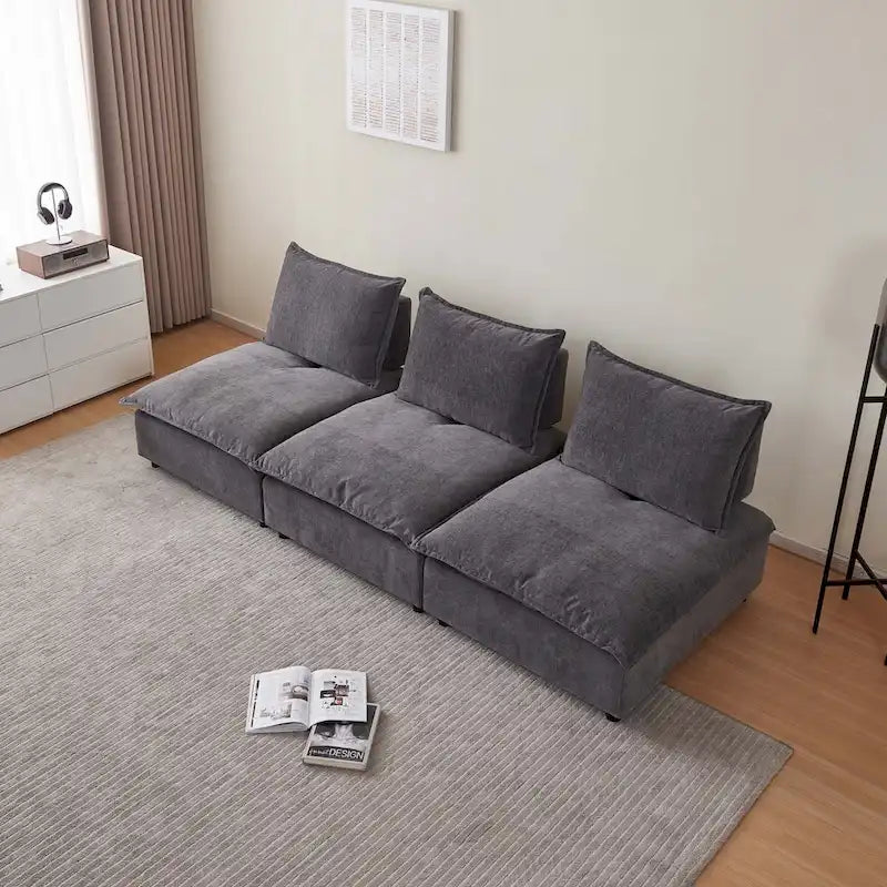 Fauteuil d'appoint sans accoudoirs, canapé simple avec ottoman - Design compact, siège peu encombrant pour salon, chambre à coucher