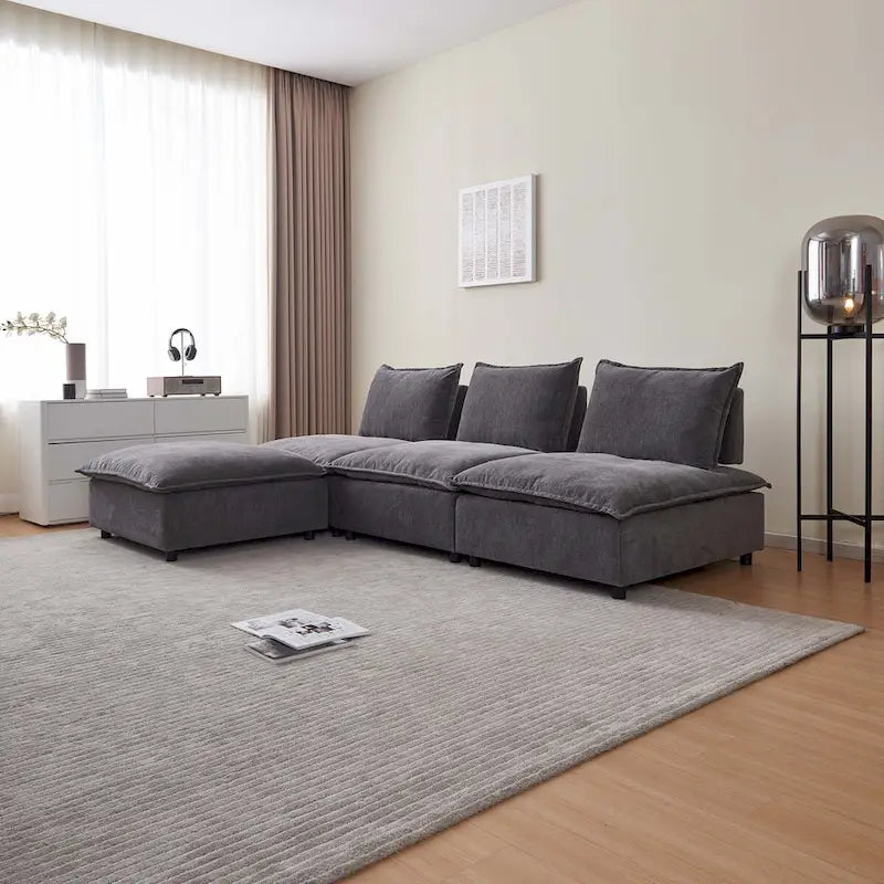 Fauteuil d'appoint sans accoudoirs, canapé simple avec ottoman - Design compact, siège peu encombrant pour salon, chambre à coucher
