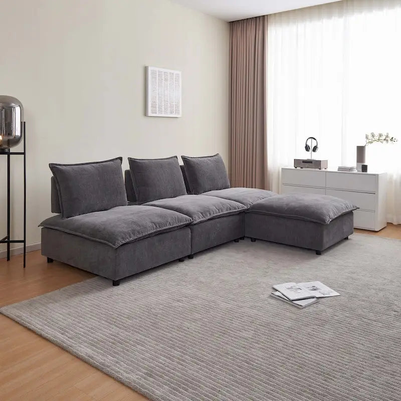 Fauteuil d'appoint sans accoudoirs, canapé simple avec ottoman - Design compact, siège peu encombrant pour salon, chambre à coucher