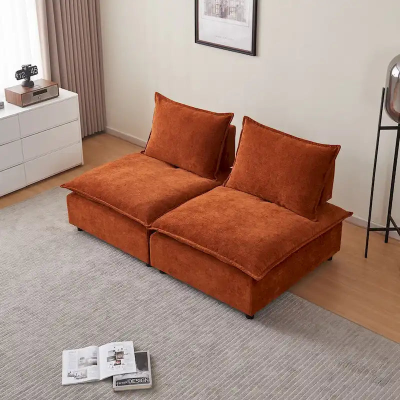 Fauteuil d'appoint sans accoudoirs, canapé simple avec ottoman - Design compact, siège peu encombrant pour salon, chambre à coucher