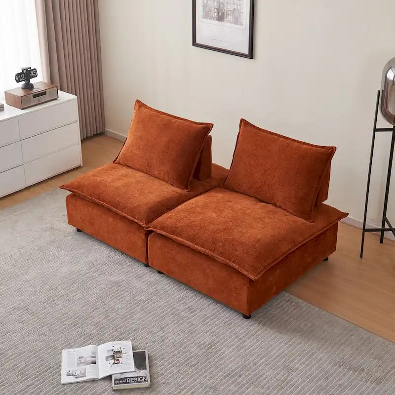 Fauteuil d'appoint sans accoudoirs, canapé simple avec ottoman - Design compact, siège peu encombrant pour salon, chambre à coucher