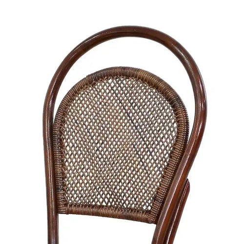 Chaise classique sans accoudoirs en bois de 19 pouces, rotin, dossier incurvé, bicolore, marron