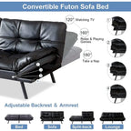 Canapé-lit futon, ensembles de futon en mousse à mémoire de forme en similicuir, canapé-lit convertible, canapé-lit 2 places pour petit espace