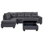 Canapé d'angle réversible avec pouf de rangement