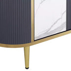 55 Downing Street Jodie Console Ovale Moderne Blanc Gris 39 1/2 x 15 avec Rangement Plateau en Marbre pour Salon Chambre