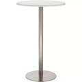 Studio 55D Cookie Modern Brushed Stainless Steel Round Bar Table 25 1/2 Wide Silver White Wood Tabletop for Living Room Kitchen
