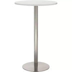 Studio 55D Cookie Modern Brushed Stainless Steel Round Bar Table 25 1/2 Wide Silver White Wood Tabletop for Living Room Kitchen