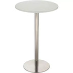 Table de bar ronde Studio 55D Cookie moderne en acier inoxydable brossé 25 1/2 po de largeur Dessus de table en bois blanc argenté pour salon cuisine
