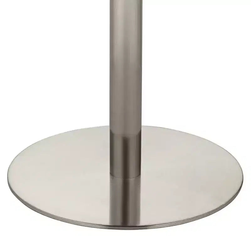 Table de bar ronde Studio 55D Cookie moderne en acier inoxydable brossé 25 1/2 po de largeur Dessus de table en bois blanc argenté pour salon cuisine