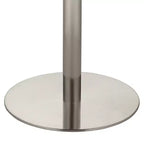 Table de bar ronde Studio 55D Cookie moderne en acier inoxydable brossé 25 1/2 po de largeur Dessus de table en bois blanc argenté pour salon cuisine