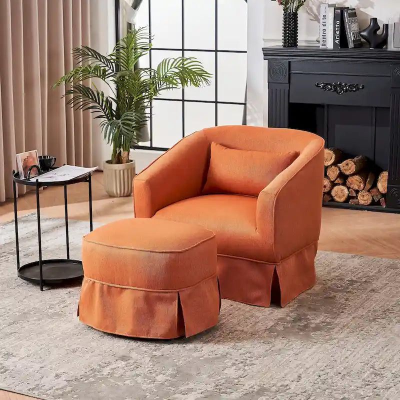 Swivel Barrel Chair with Ottoman