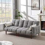 Canapé-lit futon convertible, canapé-lit ajustable, canapé-lit futon moderne en tissu de lin avec 2 oreillers