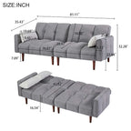 Canapé-lit futon convertible, canapé-lit ajustable, canapé-lit futon moderne en tissu de lin avec 2 oreillers