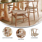 Emma et Oliver Lot de 2 chaises de salle à manger en bois de style Y-Back avec sièges en corde de papier Kraft, design empilable