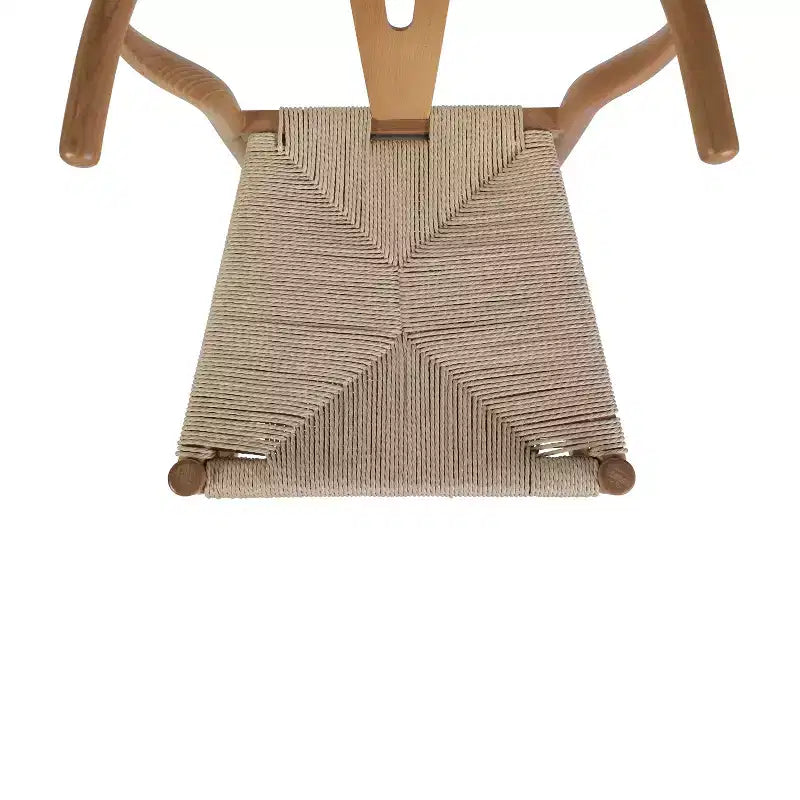 Emma et Oliver Lot de 2 chaises de salle à manger en bois de style Y-Back avec sièges en corde de papier Kraft, design empilable