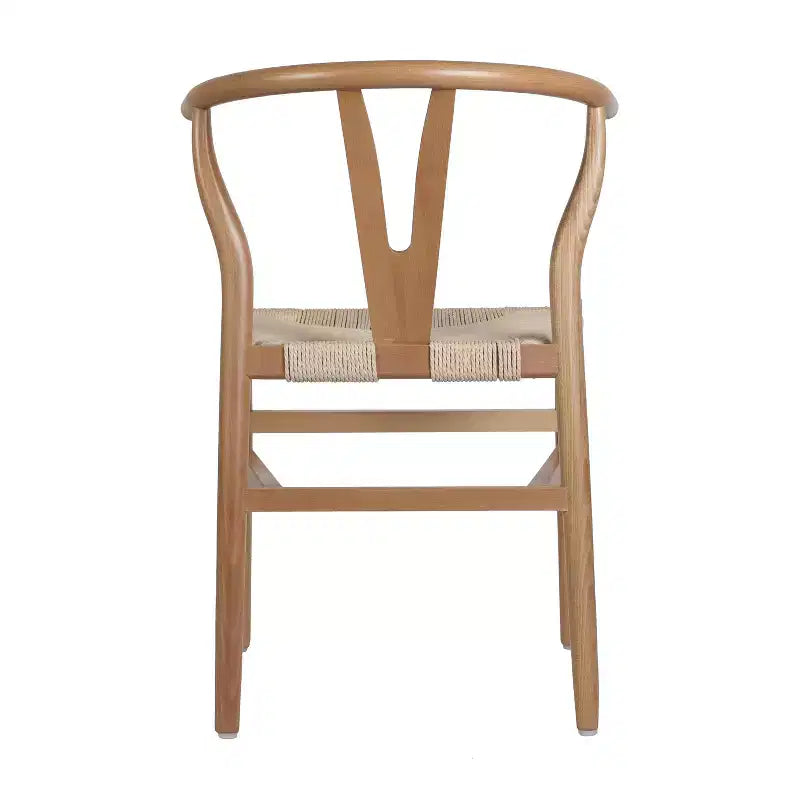 Emma et Oliver Lot de 2 chaises de salle à manger en bois de style Y-Back avec sièges en corde de papier Kraft, design empilable