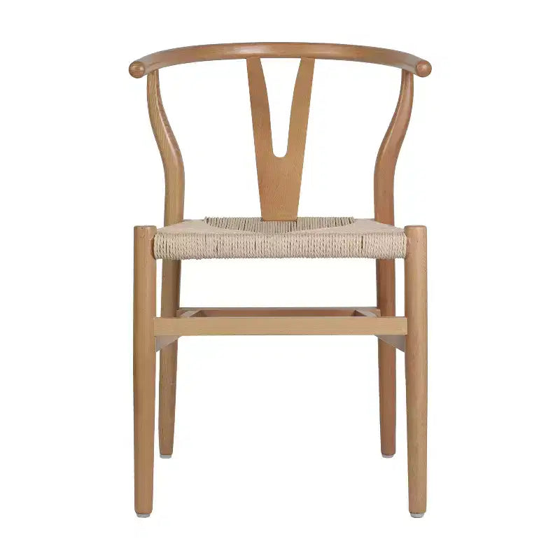 Emma et Oliver Lot de 2 chaises de salle à manger en bois de style Y-Back avec sièges en corde de papier Kraft, design empilable