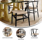 Emma et Oliver Lot de 2 chaises de salle à manger en bois de style Y-Back avec sièges en corde de papier Kraft, design empilable