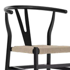 Emma et Oliver Lot de 2 chaises de salle à manger en bois de style Y-Back avec sièges en corde de papier Kraft, design empilable
