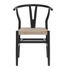 Emma et Oliver Lot de 2 chaises de salle à manger en bois de style Y-Back avec sièges en corde de papier Kraft, design empilable