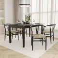 Emma and Oliver Set of 2 Y-Back Style Wooden Dining Chairs with Kraft Paper Rope Seats, Stackable Design