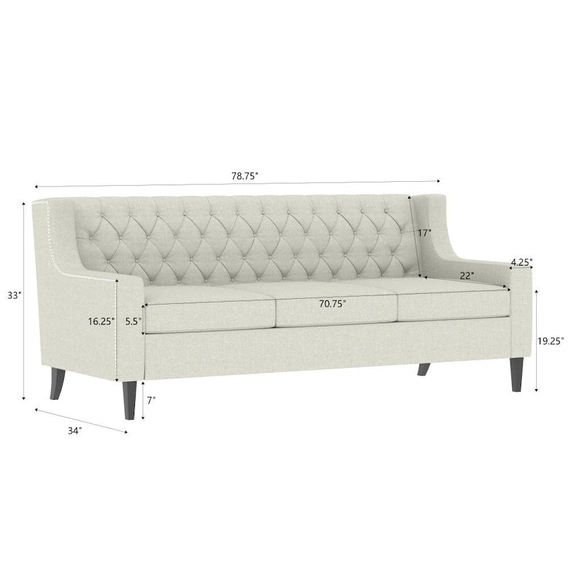 Mid Century Modern Button Tufted Backrest Foam Couches