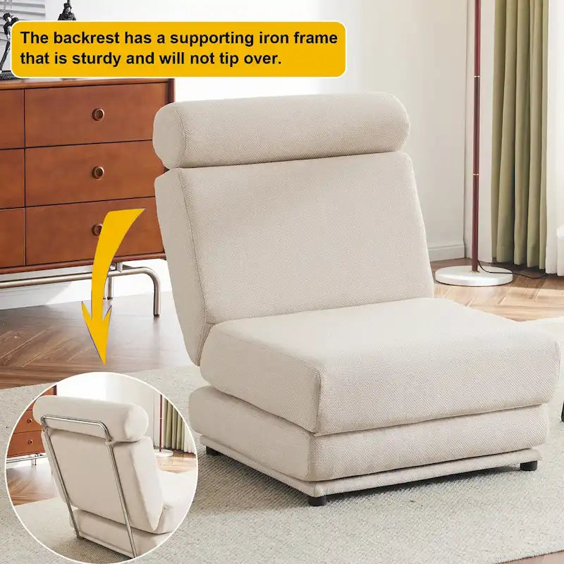Single Sofa Chair Foldable Bed with Pillow,Portable Sofa Bed,Sofa Chair,Made of Breathable and Wearable Linen