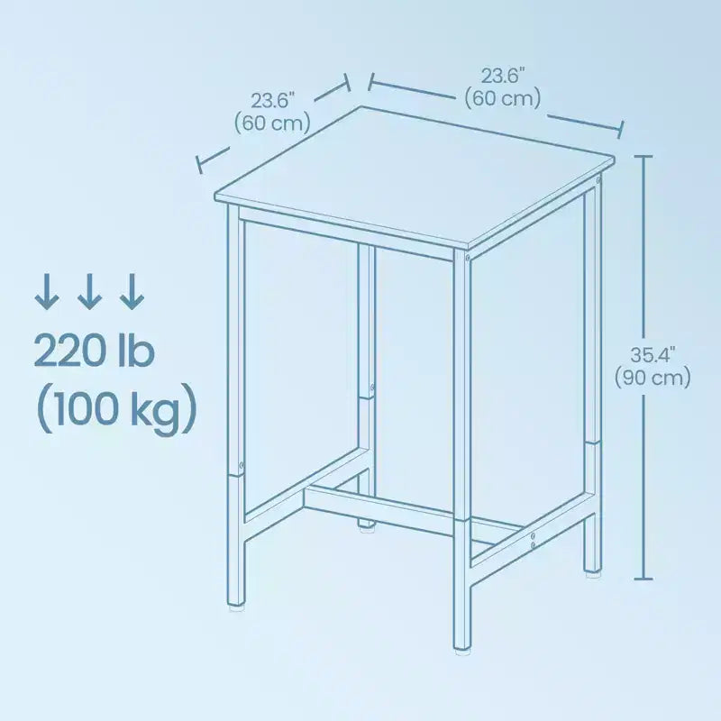 Table de bar, Table haute, Table de comptoir, Table carrée, Table haute, Petite table de cuisine pour 2, Table basse, Table de bar hauteur comptoir