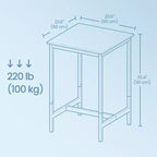 Table de bar, Table haute, Table de comptoir, Table carrée, Table haute, Petite table de cuisine pour 2, Table basse, Table de bar hauteur comptoir