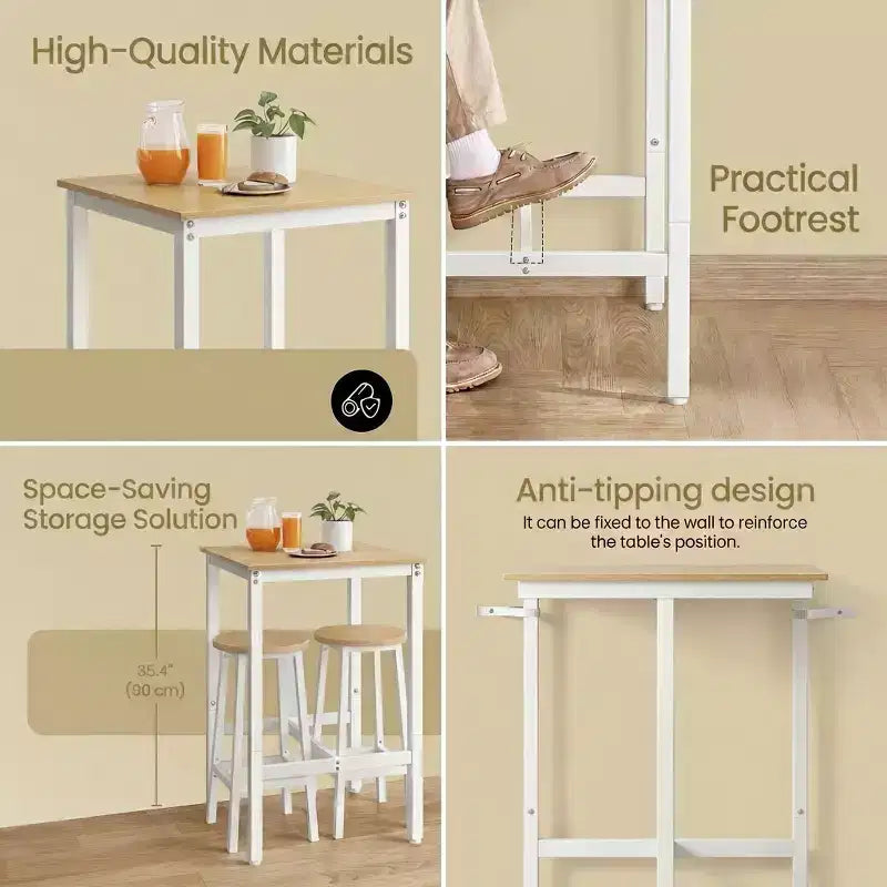 Table de bar, Table haute, Table de comptoir, Table carrée, Table haute, Petite table de cuisine pour 2, Table basse, Table de bar hauteur comptoir