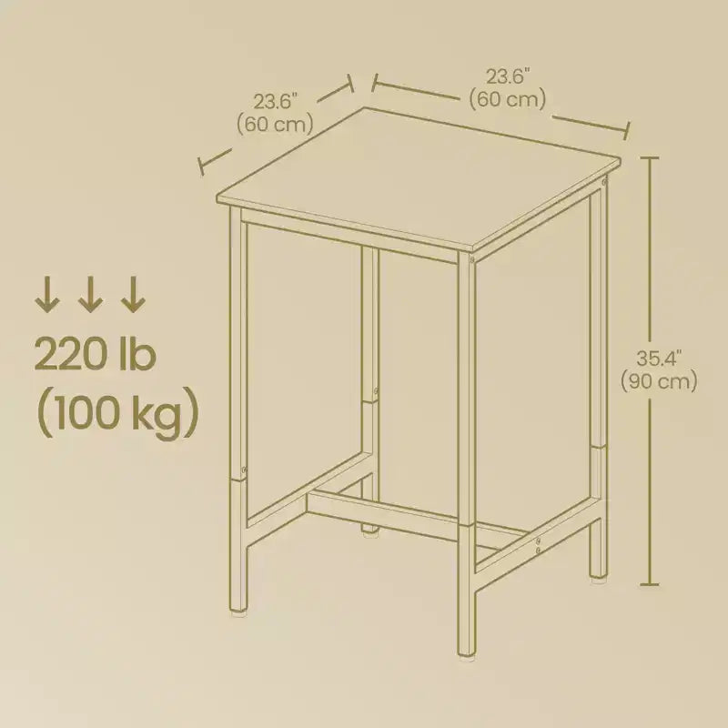 Table de bar, Table haute, Table de comptoir, Table carrée, Table haute, Petite table de cuisine pour 2, Table basse, Table de bar hauteur comptoir