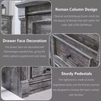 Commode de chambre Sincido à 8 tiroirs, commode haute de 155 cm de style ferme avec colonnes romaines