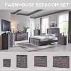 Commode de chambre Sincido à 8 tiroirs, commode haute de 155 cm de style ferme avec colonnes romaines