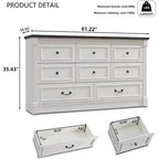 Commode de chambre Sincido à 8 tiroirs, commode haute de 155 cm de style ferme avec colonnes romaines