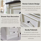 Commode de chambre Sincido à 8 tiroirs, commode haute de 155 cm de style ferme avec colonnes romaines