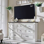 Commode de chambre Sincido à 8 tiroirs, commode haute de 155 cm de style ferme avec colonnes romaines
